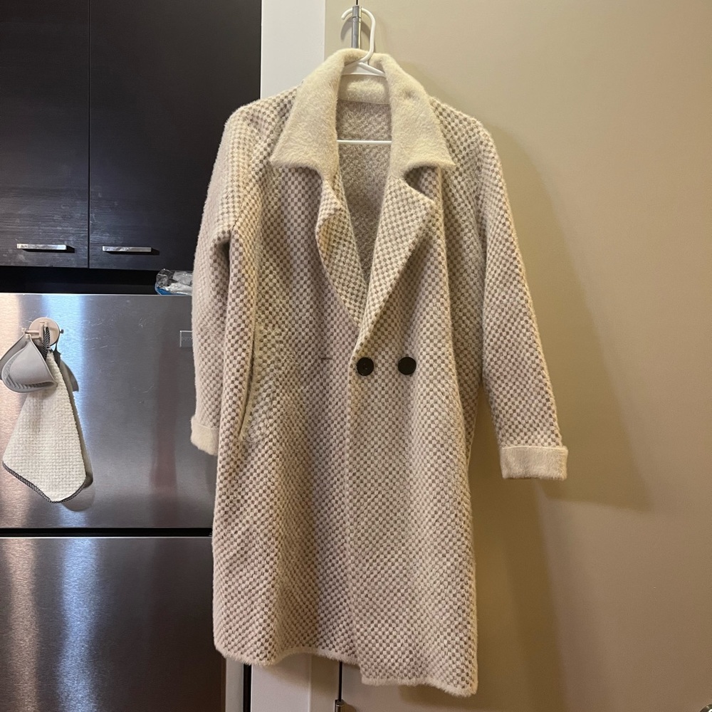 White striped fur coat